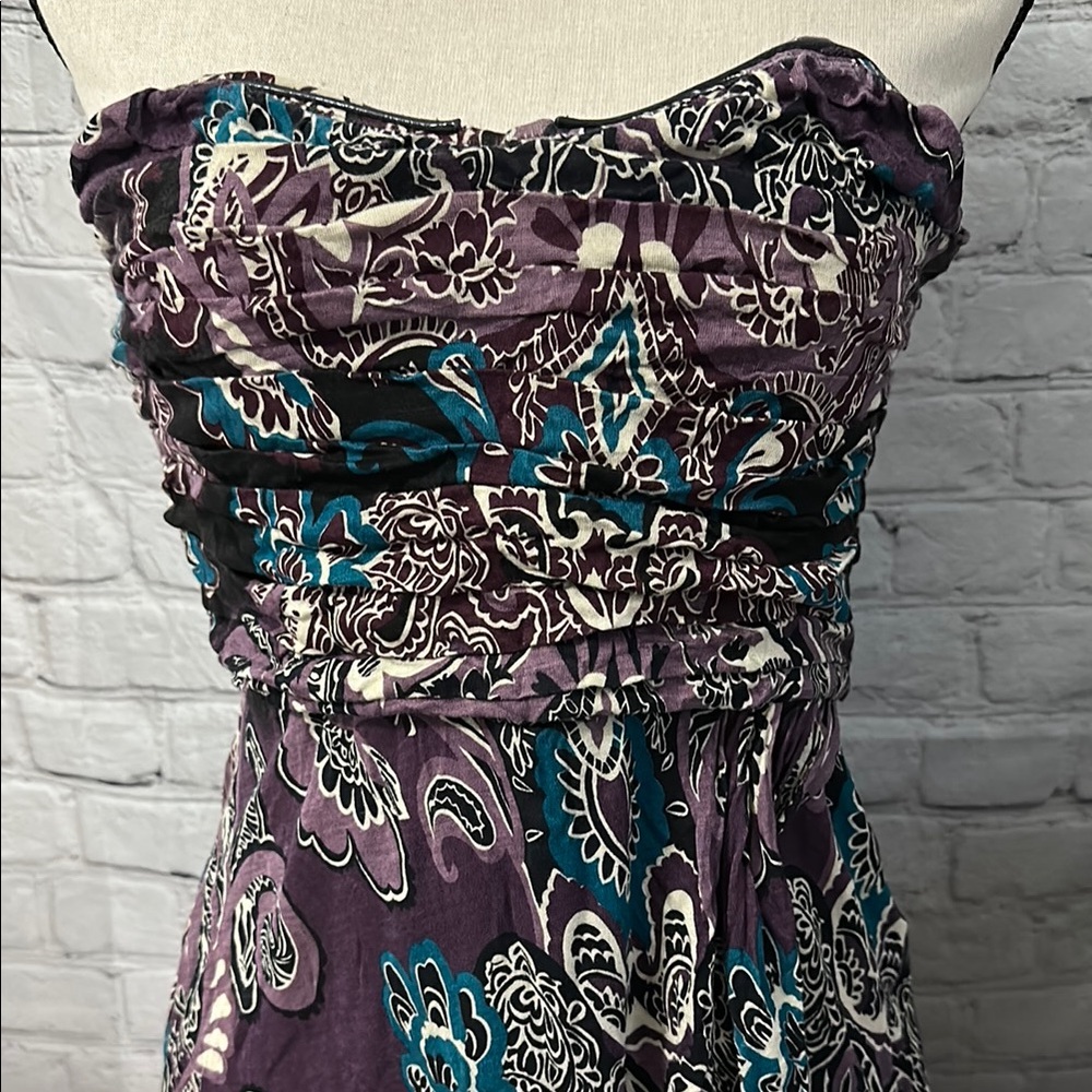 Free People Purple Floral Strapless Dress